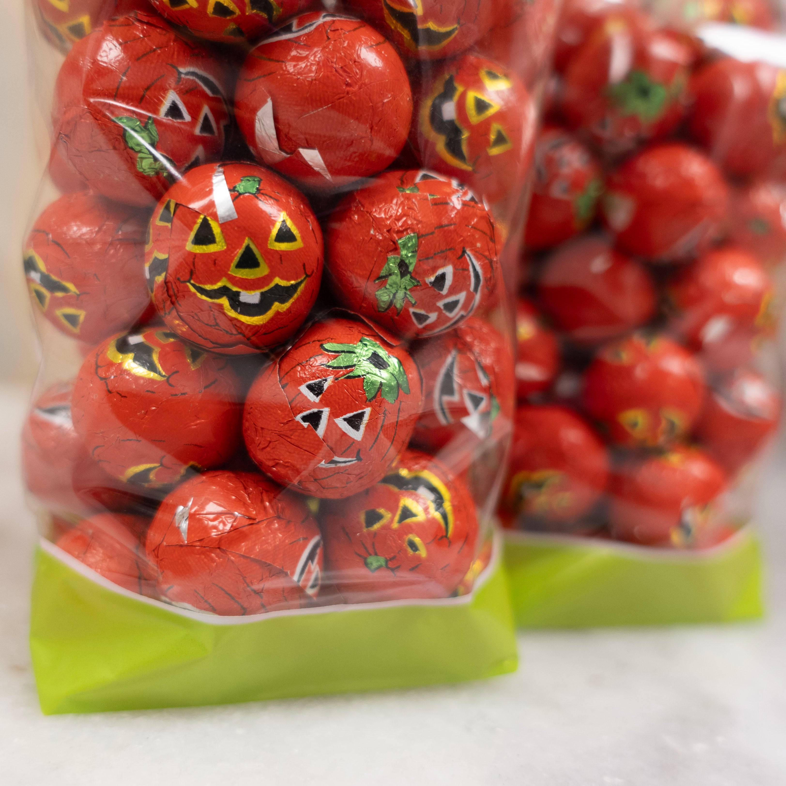 Foiled Crispy Milk Chocolate Halloween Pumpkin Faces