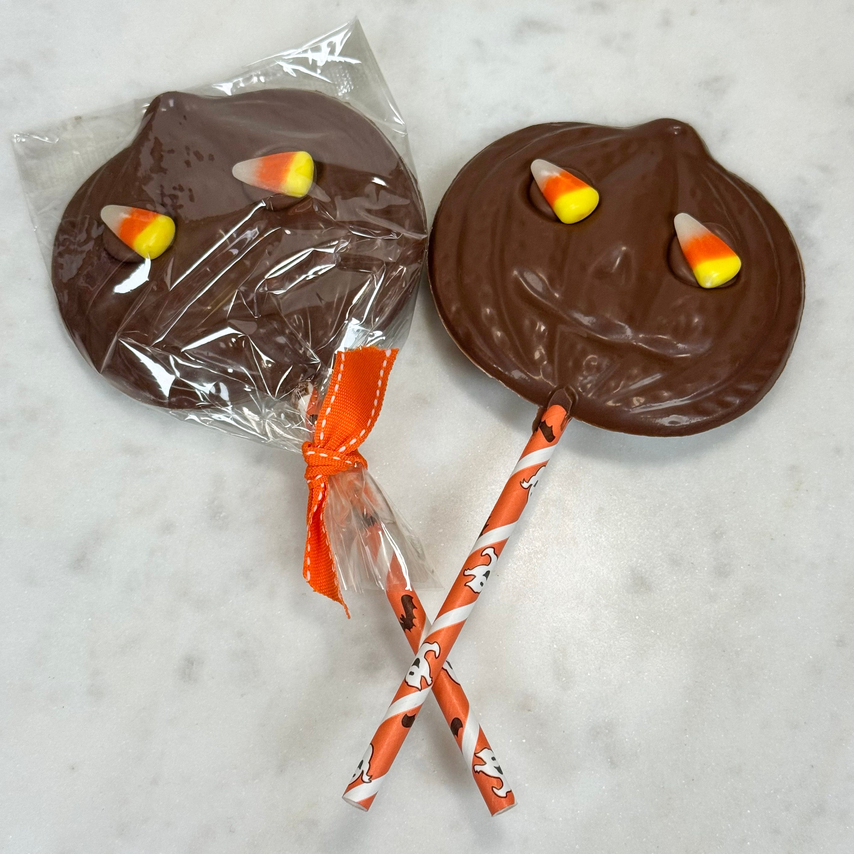 Pumpkin Face Lollipop with Candy Corn eyes