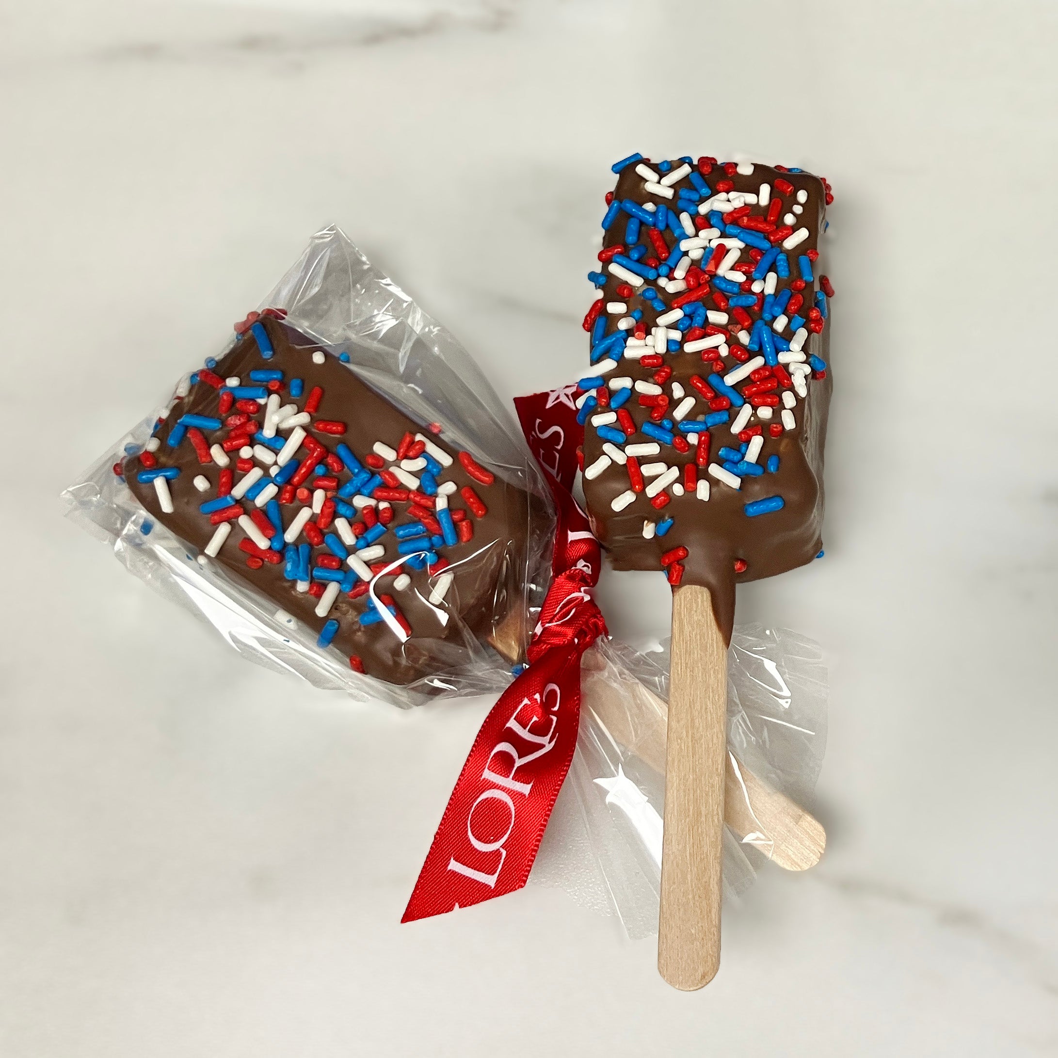 Patriotic Milk Chocolate Rice Krispie Pop