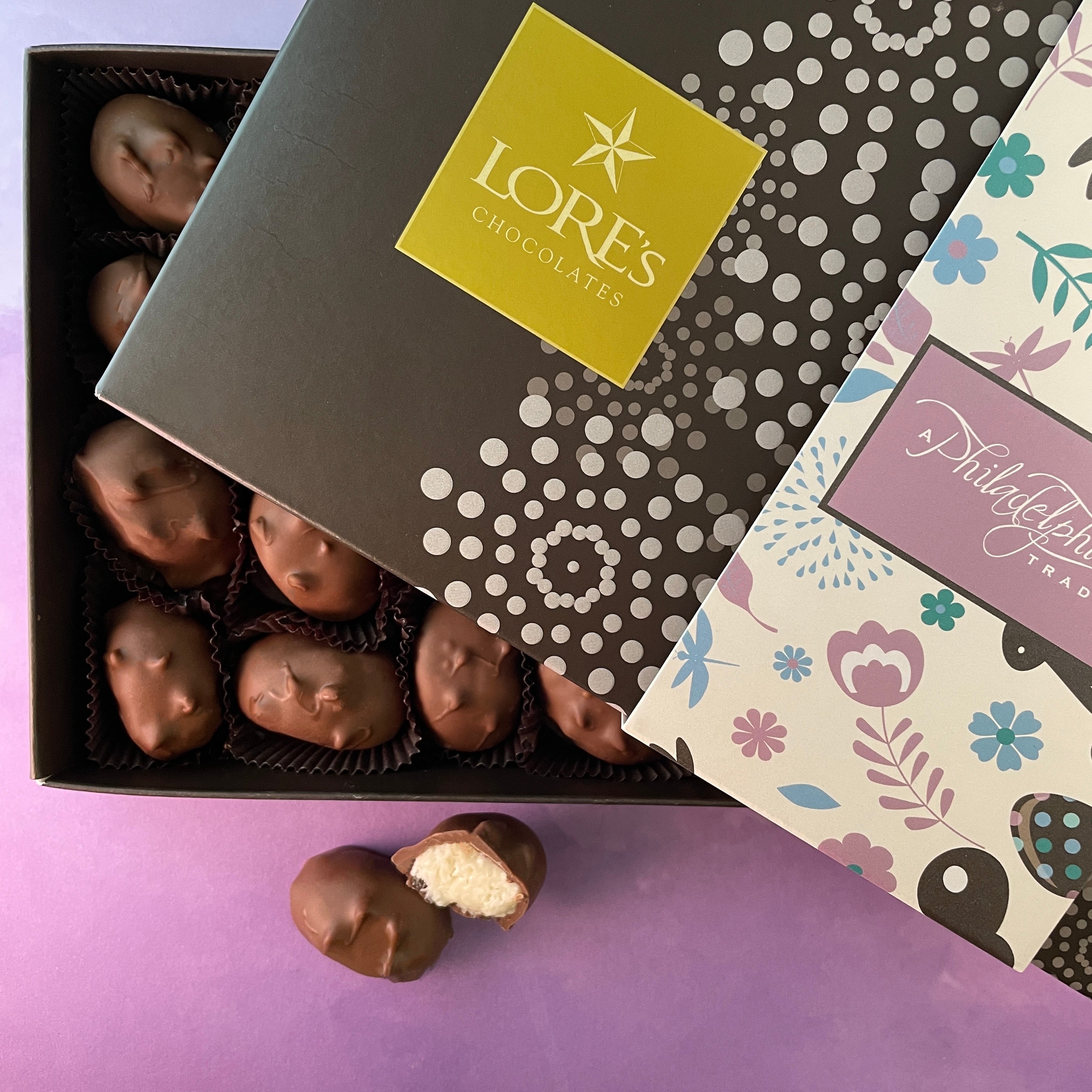 Bite size Coconut Easter Eggs-Dark and Milk Chocolate-Great to share-Coconut cream penny eggs-Philadelphias best coconut cream egg