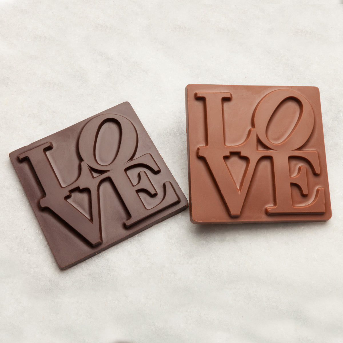 Lore's Chocolates LOVEs made in philly, dark chocolate and milk chocolate