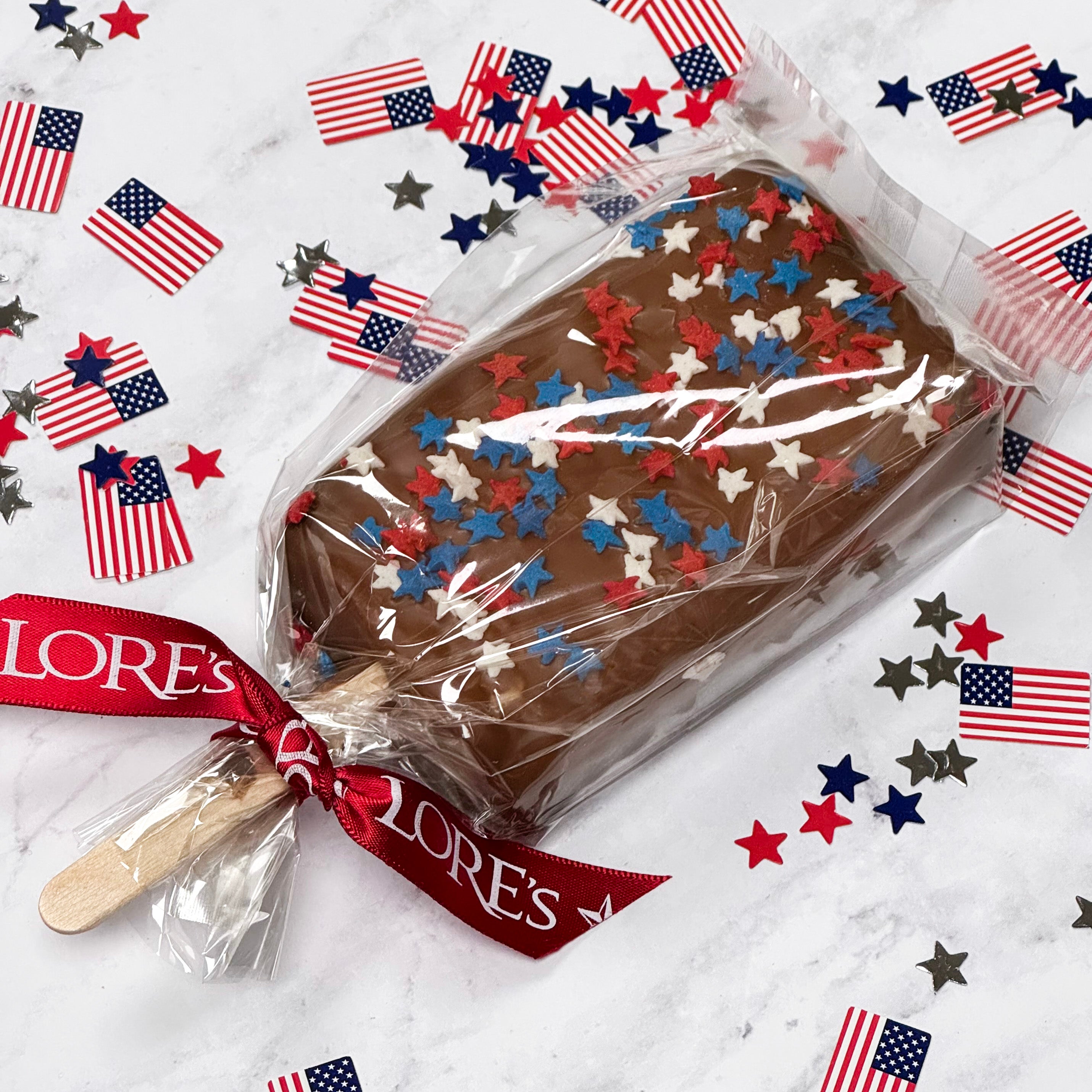 Patriotic Milk Chocolate Rice Krispie Pop