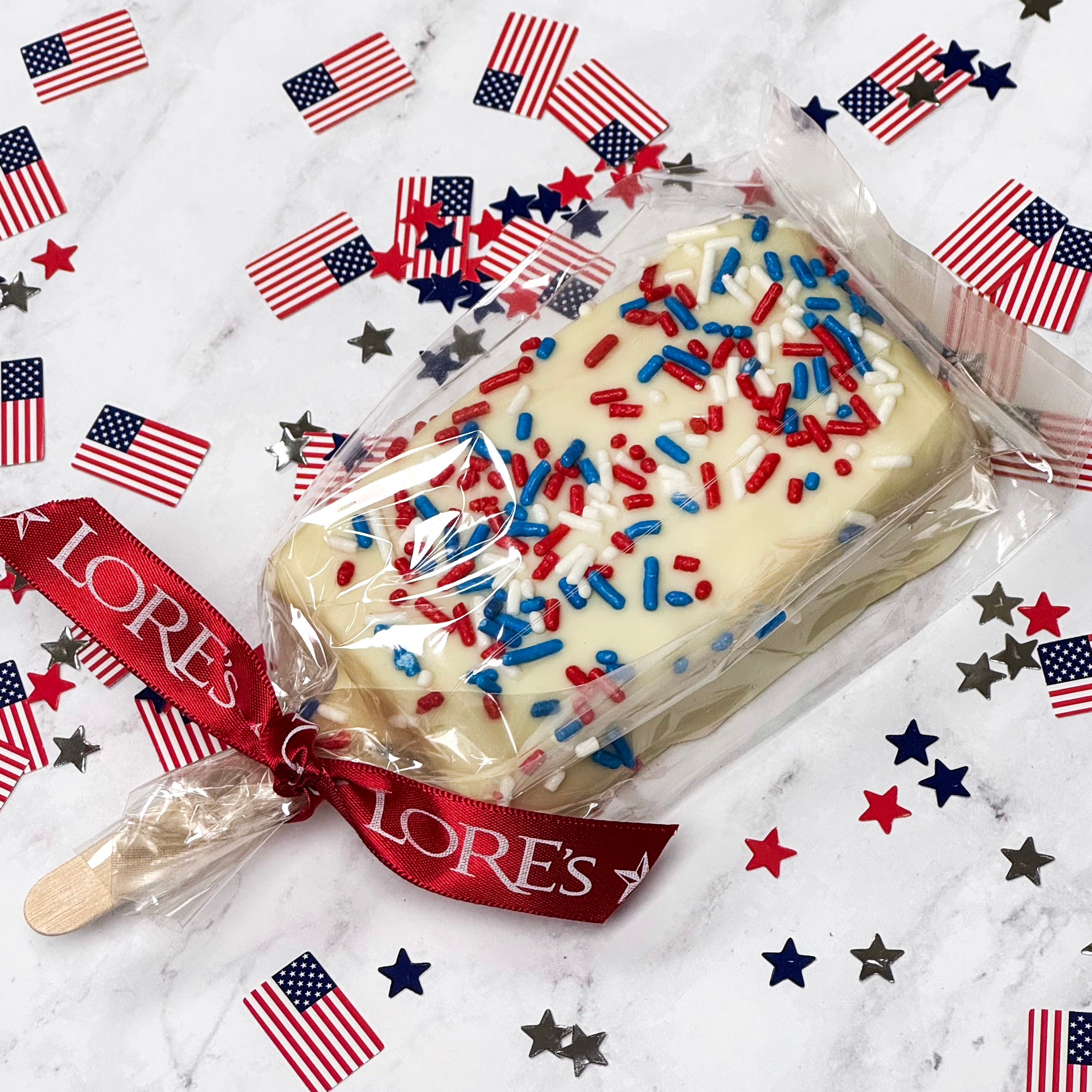 Patriotic Milk Chocolate Rice Krispie Pop