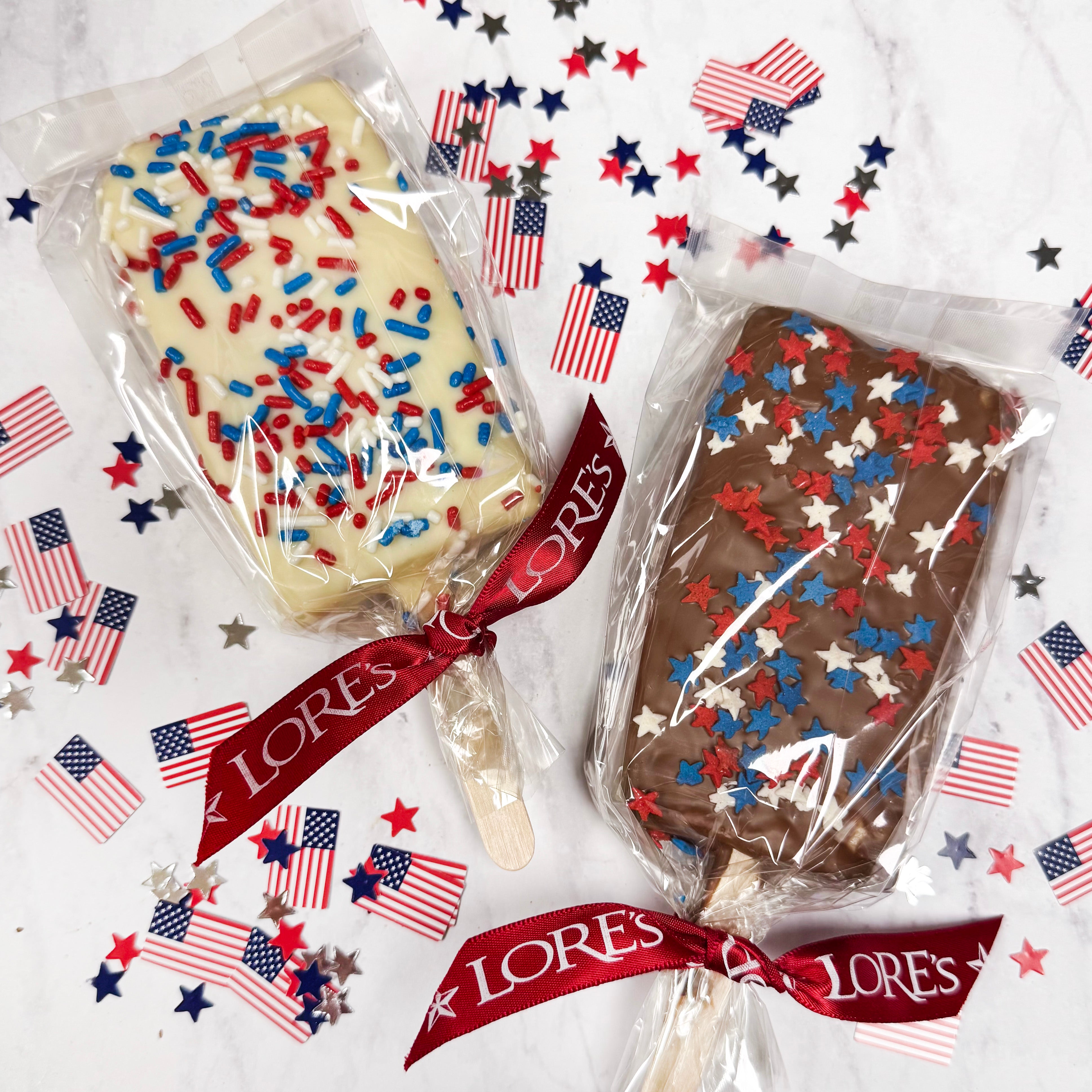 Patriotic Milk Chocolate Rice Krispie Pop