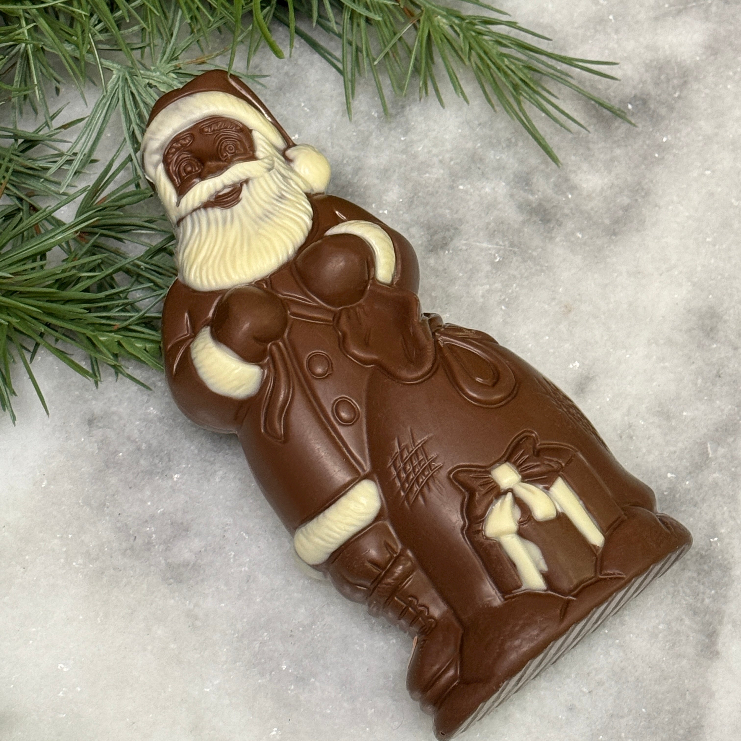 Milk chocolate Santa-semi solid-white chocolate decorated-hand molded