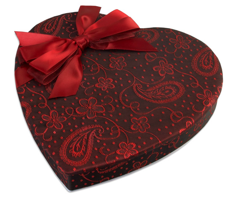Fabric Heart shaped box.Paisley and flower pattern