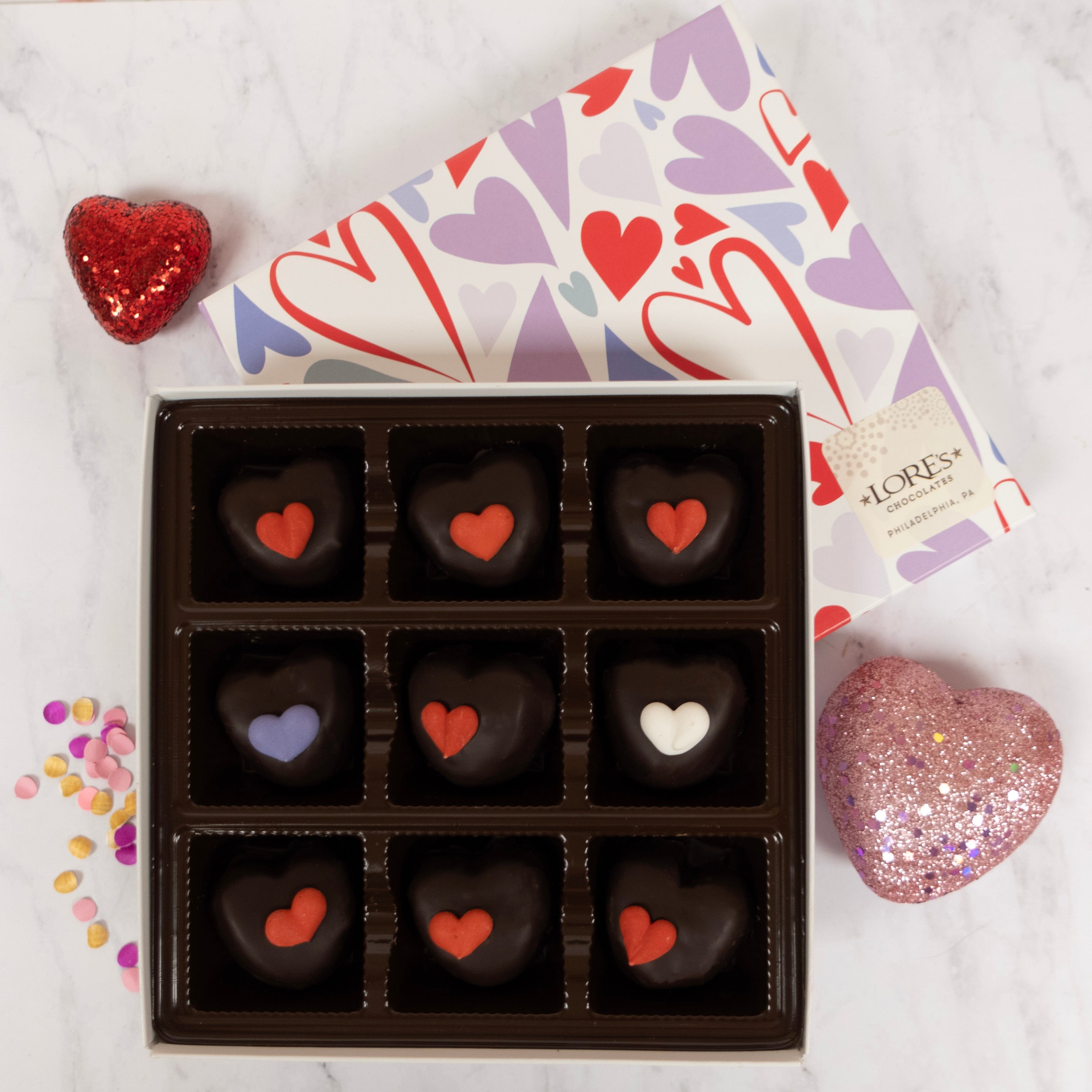 Valentine's Decorated Butter Cream Hearts - Dark Chocolate