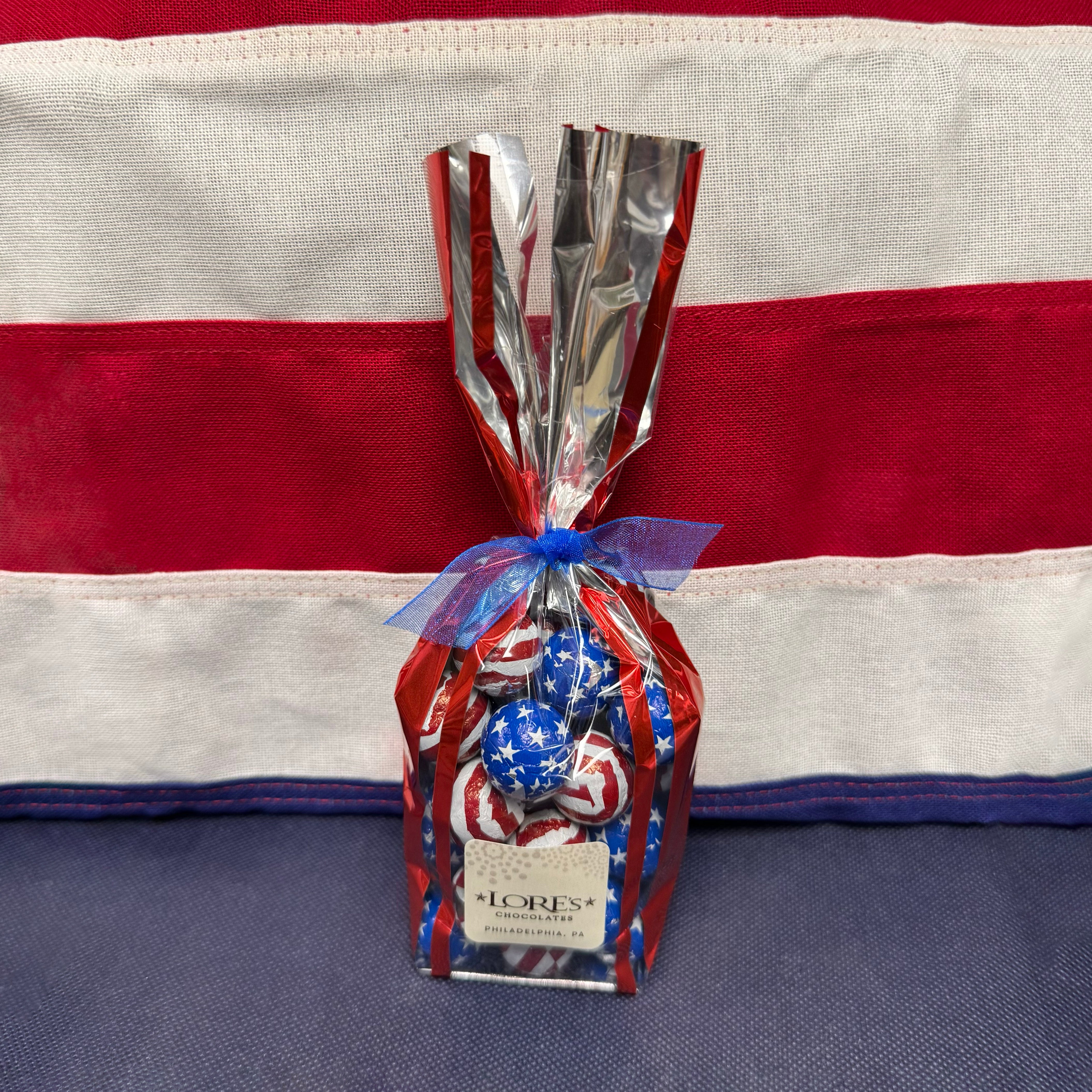 Patriotic American Flag Balls - Foiled Milk Chocolate