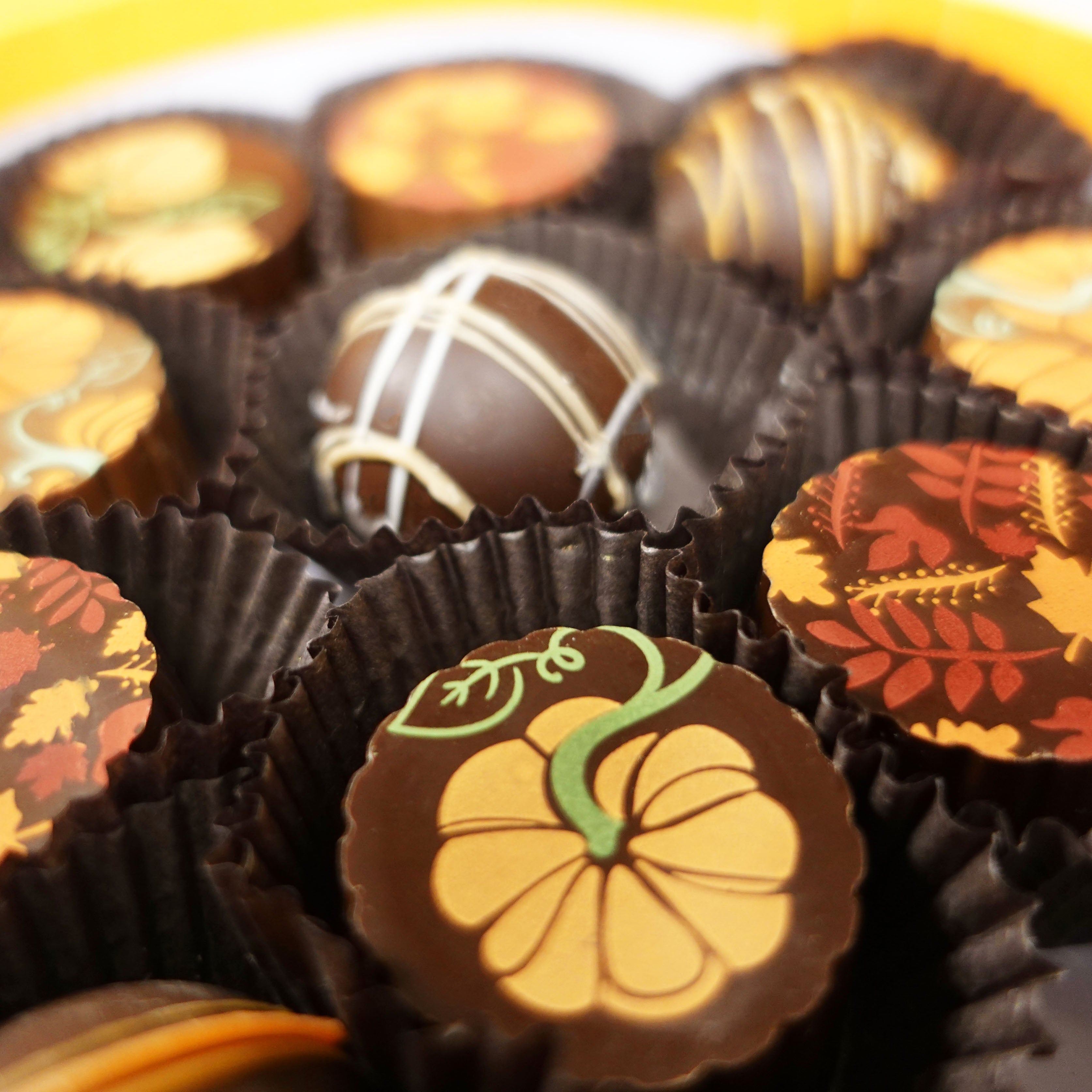 Pumpkin Gift Box with Decorated Chocolate Truffles