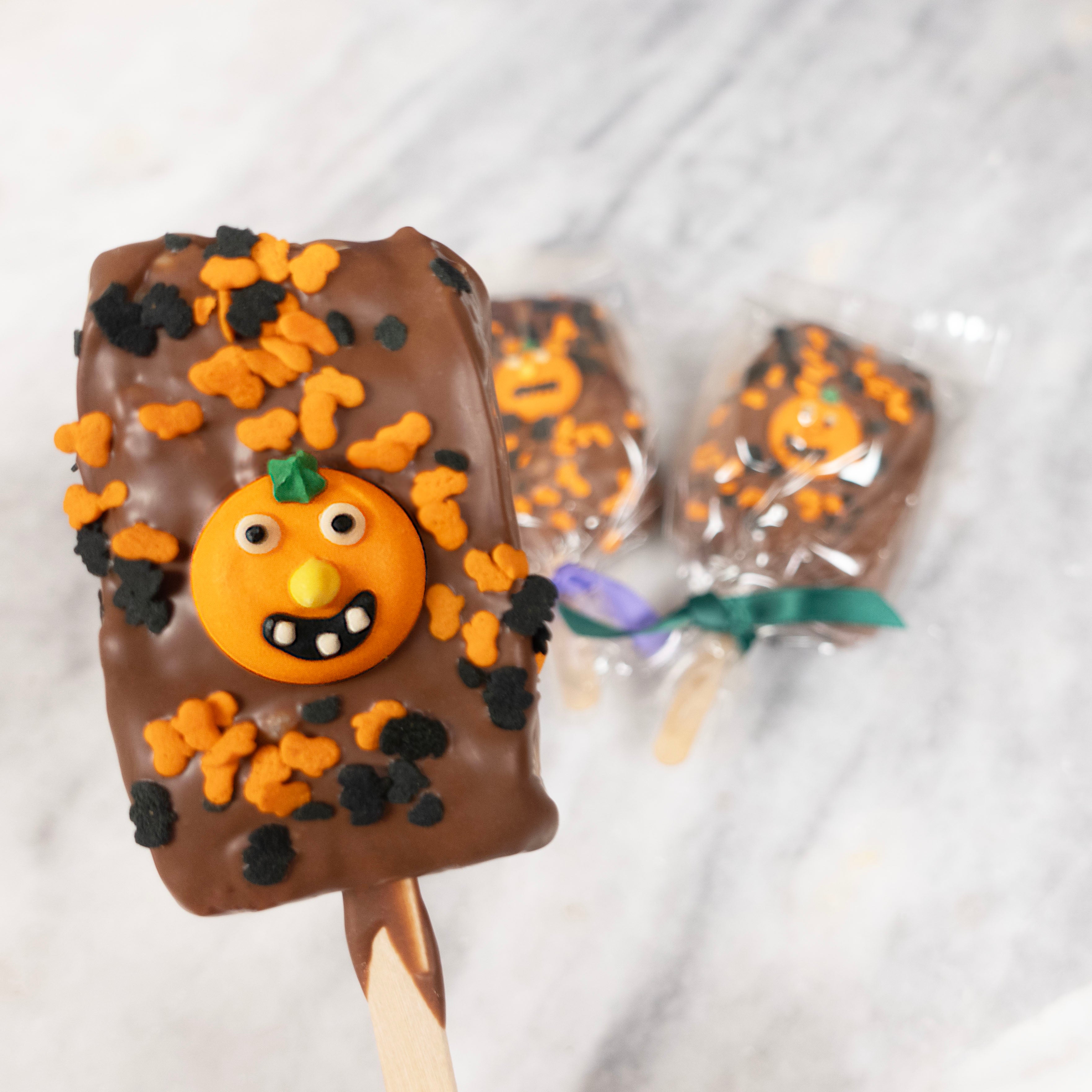 Halloween Milk Chocolate Rice Krispie Treat Pops