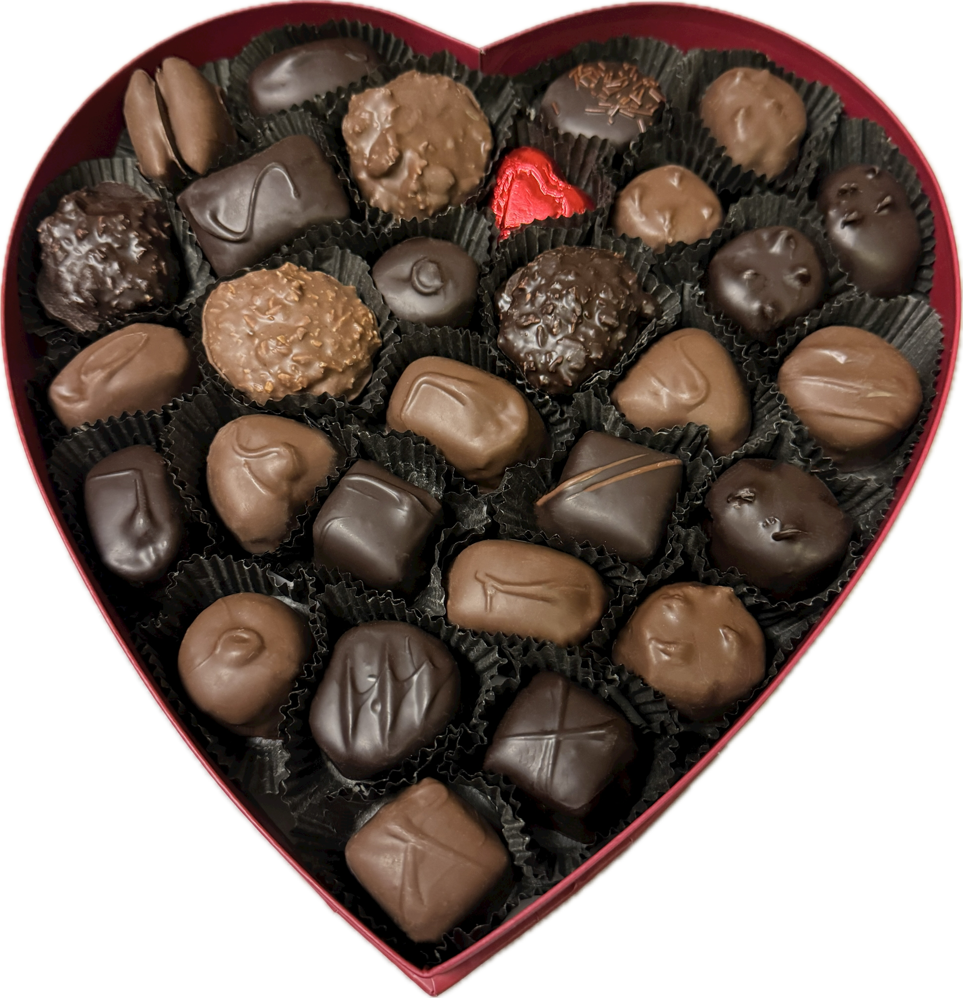 Milk chocolate and dark chocolate assortment filled heart