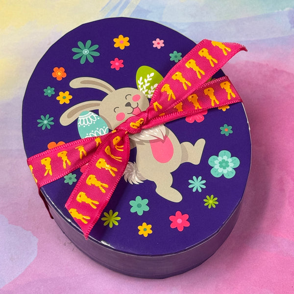 Dancing Bunny Oval Egg Box with Nonpareils