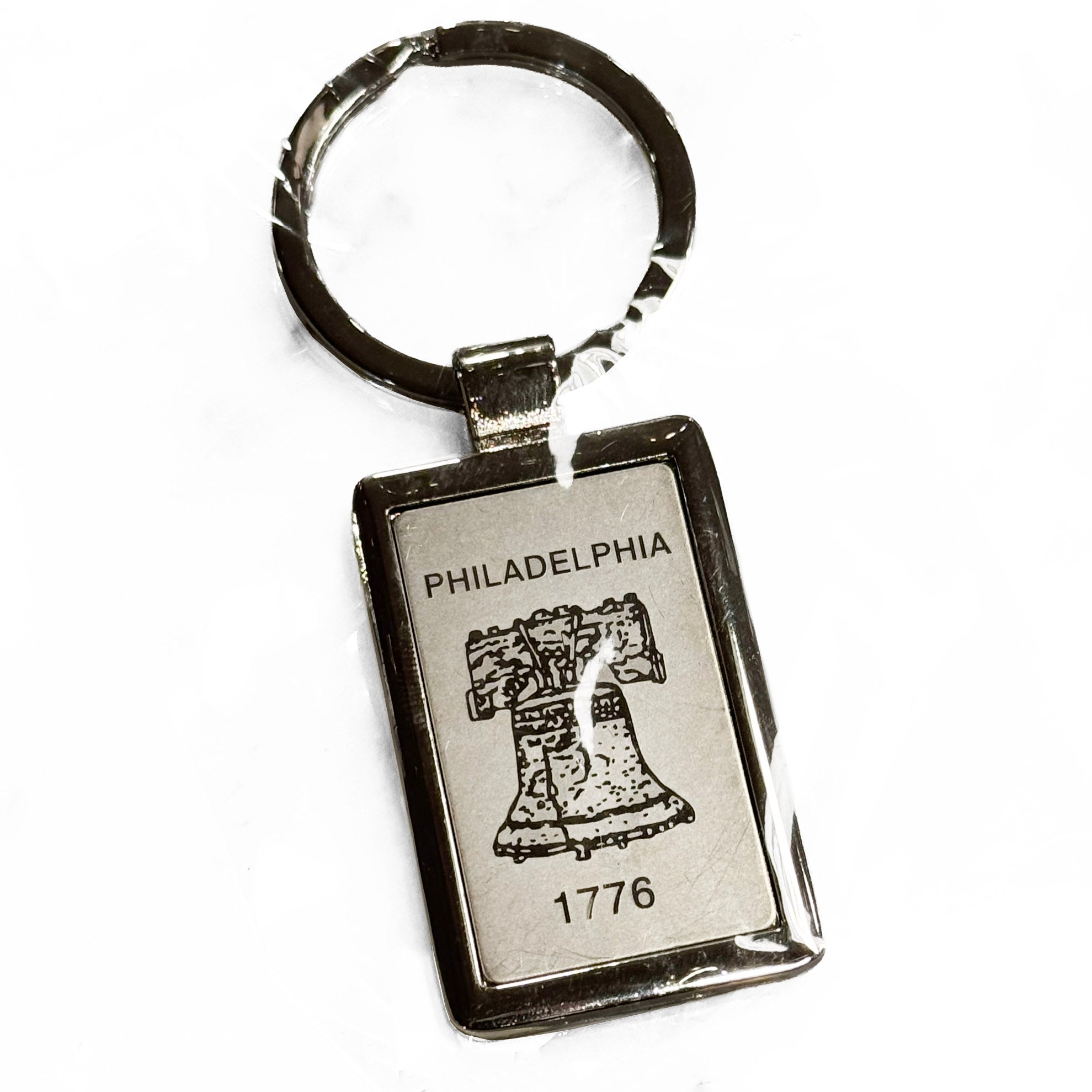 Keychain with Philadelphia Liberty Bell design on a white background
