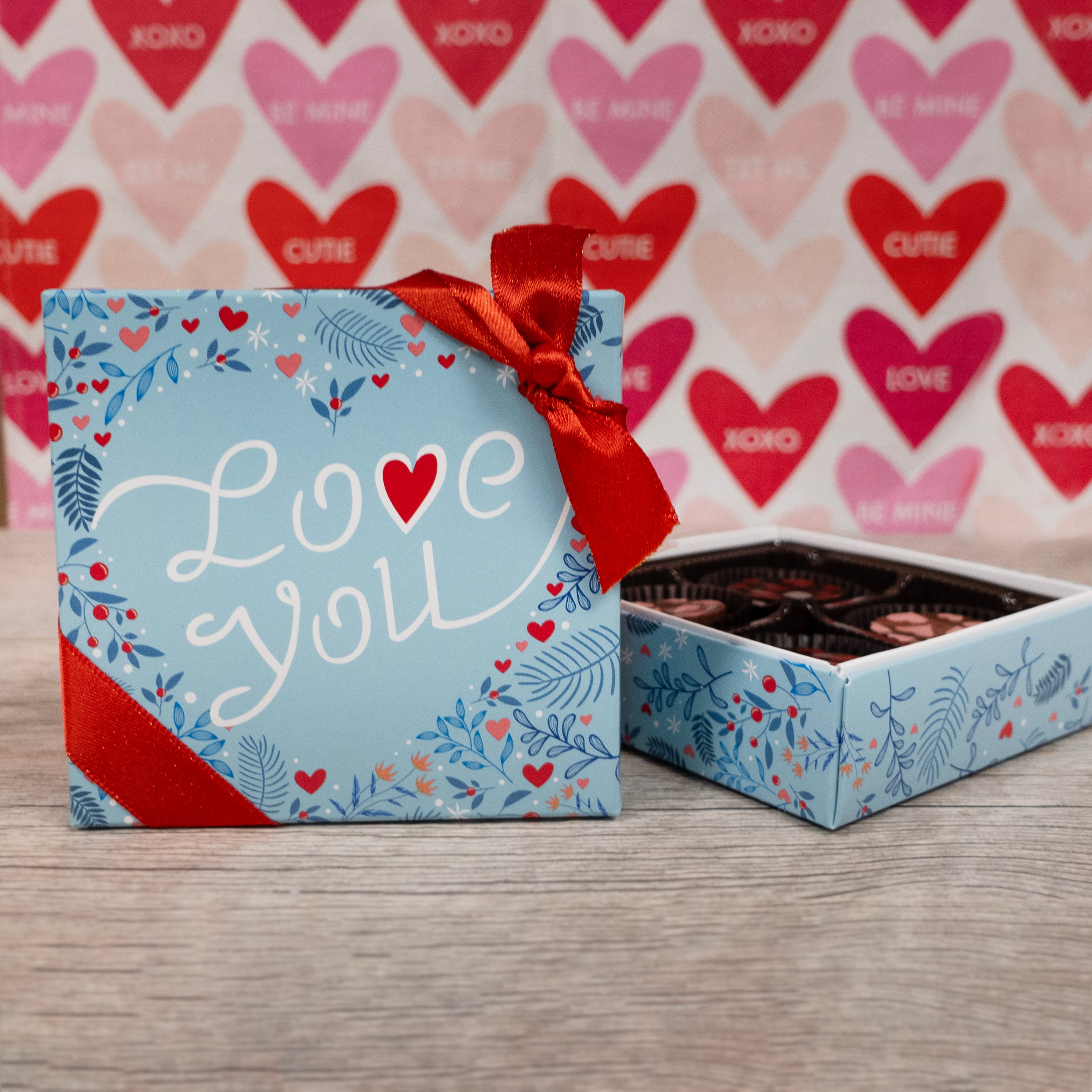 Valentine Heart Truffles 4 piece Love You Gift Box