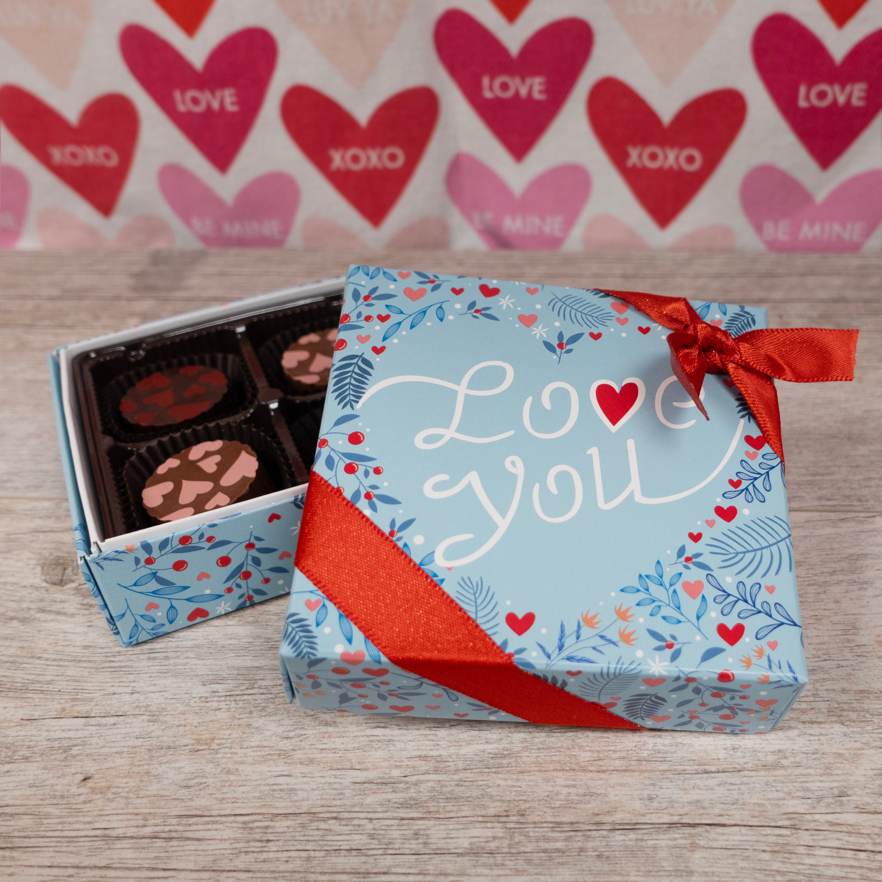 Valentine Heart Truffles 4 piece Love You Gift Box