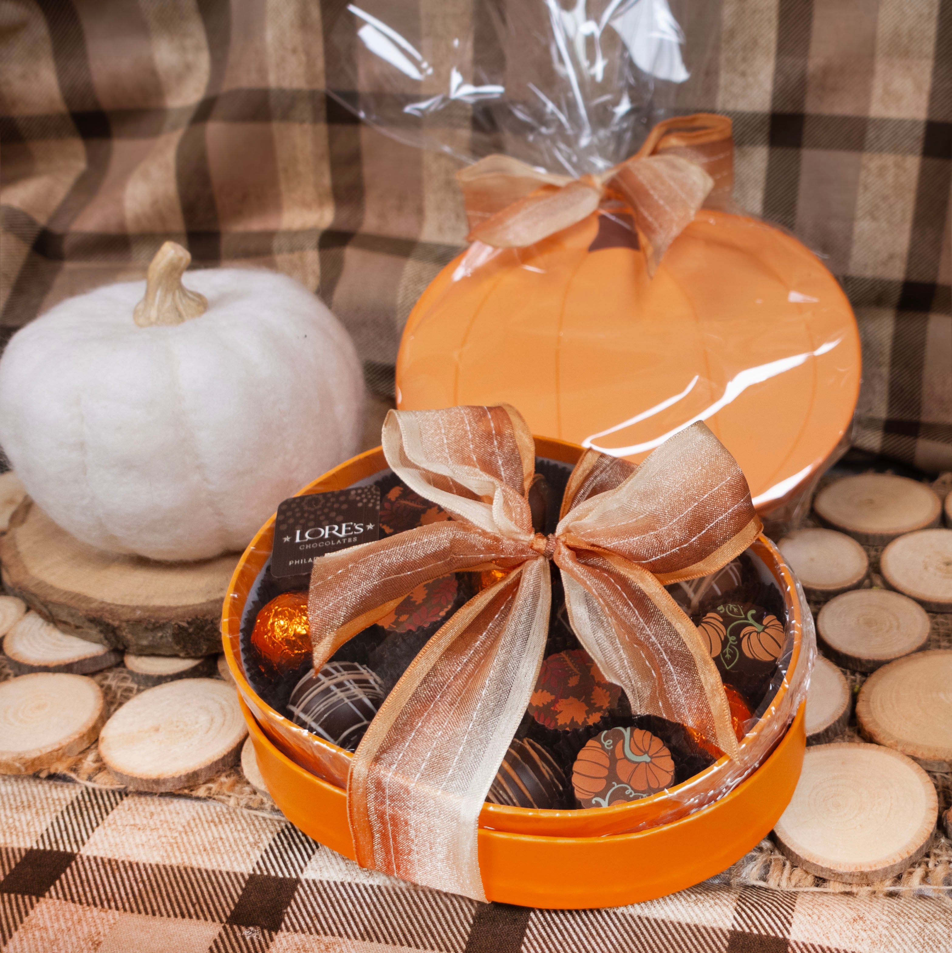 Pumpkin Gift Box with Decorated Chocolate Truffles