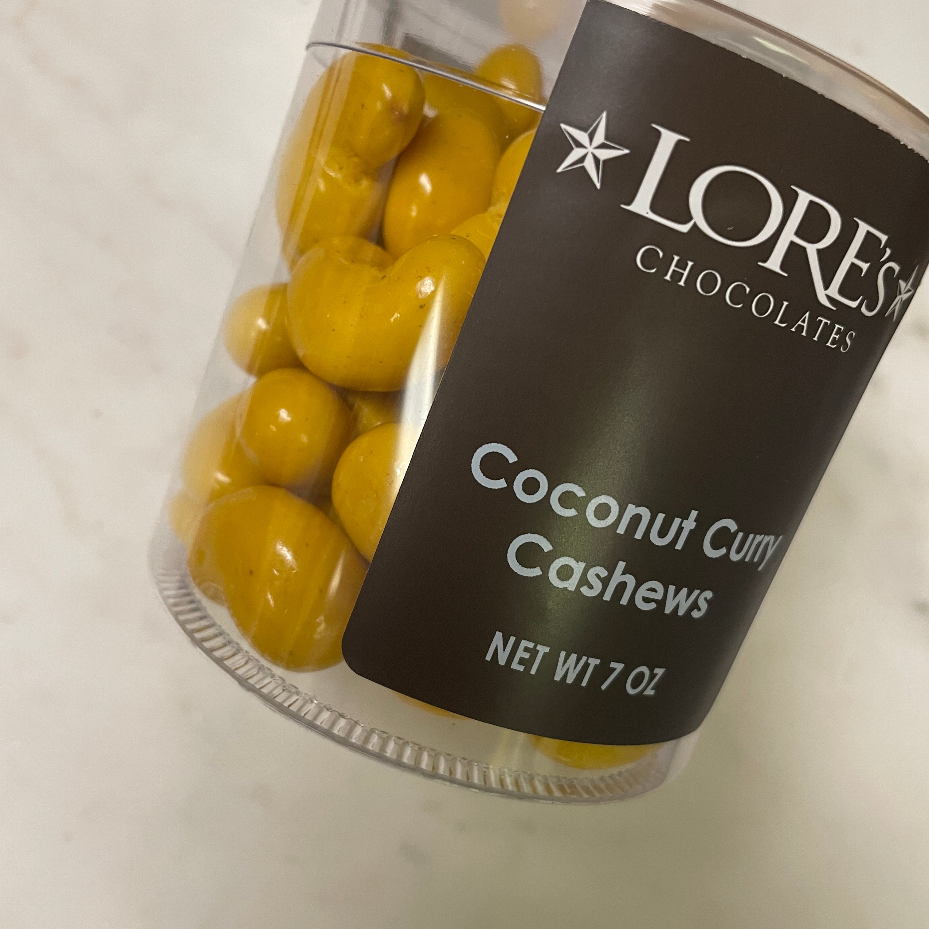 Coconut Curry Cashews in container