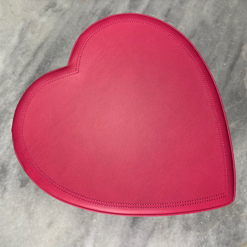 Pink vegan leather heart shaped box-1lb