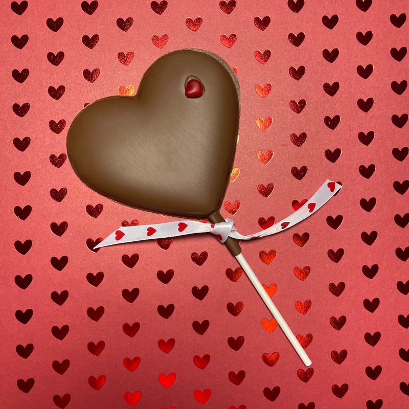 Milk Chocolate heart pop- cinnnamon heart decoration