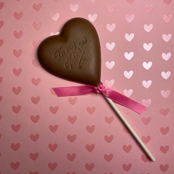 milk chocolate heart pop - inscribed to my valintine