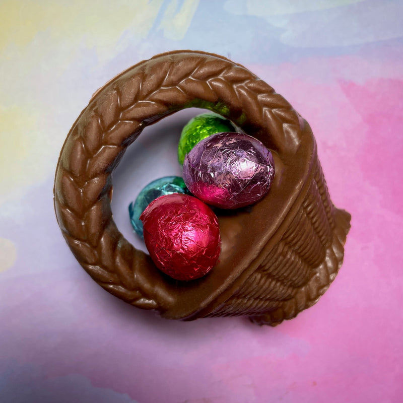 Solid Milk Chocolate -easter Basket-Milk chocolate foiled eggs-hand molded