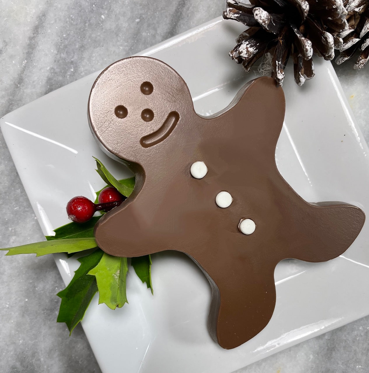 ginger bread man, milk chocolate fun -decorated ginger bread man