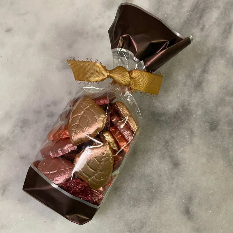 Dark Chocolate leaves wrapped in colorful fall Foil