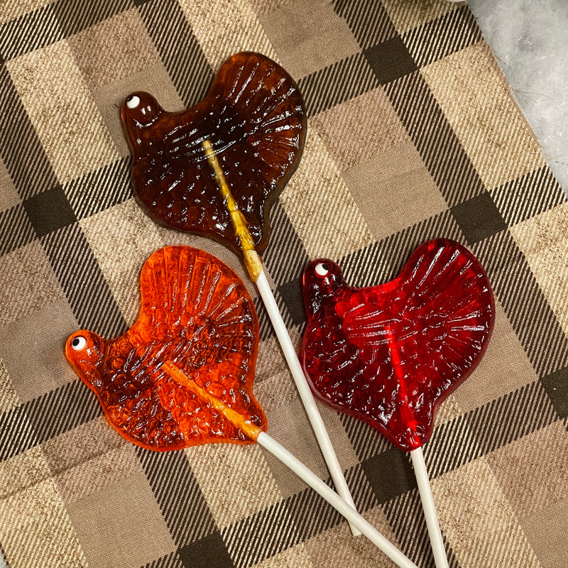 Clear Turkey-Shaped Hard Candy Lollipops