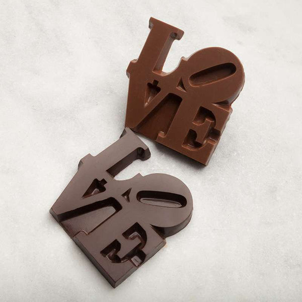 Philadelphian medium LOVE sign, dark chocolate, milk chocolate. Made in Philadelphia. Size 3.25"x3.25"