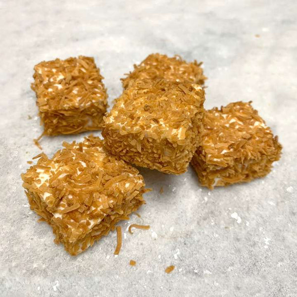 Lore's Chocolates Fluffy handmade marshmallow-hint of vanilla- sprinkled with toasted coconut-Perfect for a road trip